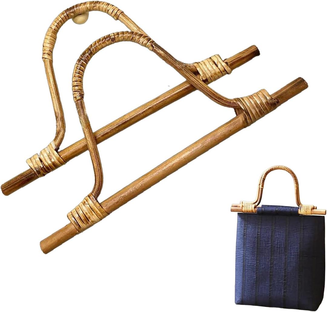 Trapezoid Real Bamboo Purse Handles  2 PCS Natural Bamboo Bag Handles for Crochet Bags, DIY Purse Handle Replacement, Bamboo Accessories for Bag Making