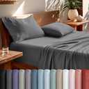 Bare Home Queen Sheet Set - Luxury 1800 Ultra-Soft Stonewashed Microfiber - Double Brushed - Deep Pockets - Easy Fit - Breathable Bedding - Sheet Sets & Pillowcases (Queen, Grey)