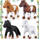 Skylety 4 Pcs Horse Plush 8 Inch Horse Stuffed Animals Cute Animals Plush Assorted Toy Brown Gifts Birthday Party Favors Supplies Decoration
