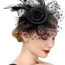 Cizoe Fascinators Hat for Women Tea Party Headband Kentucky Derby Wedding Flower Cocktail Mesh Feathers Hair Clip (Black)