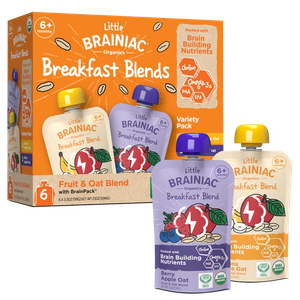 Little Brainiac Organic Fruit & Oat Variety Pack with BrainPack, 3.5oz, 6ct