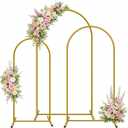 Metal Arch Backdrop Stand Set of 3 (6FT, 5FT, 4FT), Gold Wedding Arch for Ceremony, 3 Pack Balloon Arch Stand for Birthday Party, Baby Shower, Graduation, Floral Arched Frame for Event Decor