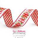 LaRibbons Christmas Wired Ribbon 2.5 inch Double Faced Red HO and Striped Christmas Ribbon for Tree Garland, Wreath Bow, Xmas Crafts Decorations, 2 Rolls 10 Yards Total