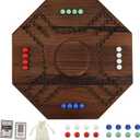 Middle East Marbles and Jokers Board Game Solid Wood Marbles and Card Game for 2-4 Players Game Board Wooden Integrated (Burnt Color)