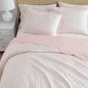 Martha Stewart - Queen Quilt Set, 100% Soft & Breathable Bedding with a Lightweight Feel for Year Round Comfort, 3 Piece Bed Set with Matching Pillowcases (Olivia Gingham Pink)