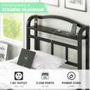 QEROMY Twin Size Bed Frame - Storage Headboard with Charging Station, Easy Assembly, 18 inch Heavy Duty Metal Platform Bed Frame No Box Spring Needed, Black