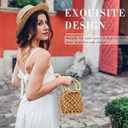 Sweetude Mini Clutch Tote Handbag 2 Pairs Rattan Earrings for Women Crossbody Bag Bohemian Woven Clutch Bucket Handbag (Coffee)