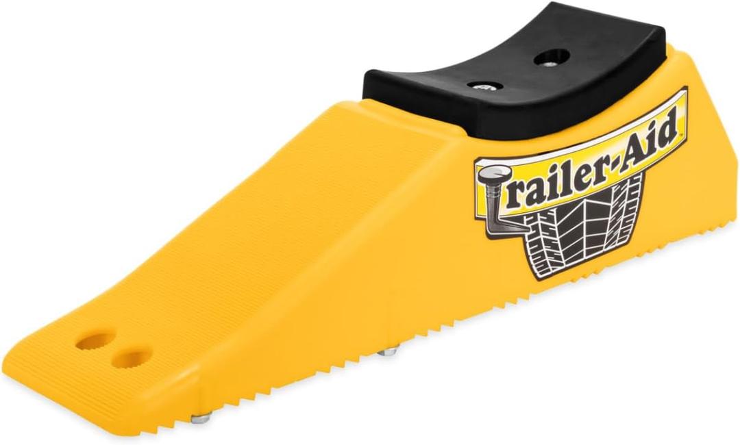 Camco Trailer Aid Plus - 5 1/2" Lift Tandem Tire Trailer Ramp - Quickly Change RV & Trailer Tires Without Unloading Cargo - Trailer & RV Accessories for Easier Hauling (21002) (Yellow)
