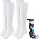 Seematn 2 Pairs Walking Boot Socks for Orthopedic Walker Brace Medical Boot Sock for Women and Men, One Size Fits Most(White)