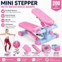 HCOIW Mini Stepper for Exercise at Home,Stair Stepper with Resistance Bands | Compact Stepping Machine with 300 lb Weight Capacity, Full Body Workout Equipment for Legs, Glutes & Cardio