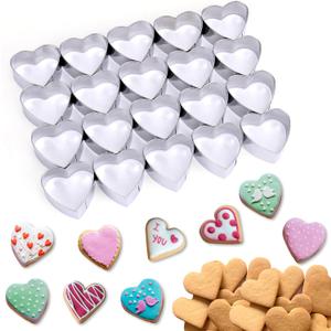 AIERSA Mini Heart Cookie Cutter, 20 Cavity 1.3 Inch Small Tiny Heart Shaped Cookie Cutters for Mother’s Day Valentine’s Day Wedding Baking, Stainless Steel