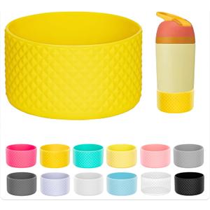2 x Silicone Boot for Stanley 40 30 oz for Hydro Flask Water Bottle 12-24oz, Anti Slip Bottom Cover Sleeve for More Bottles/Tumblers Bottom of 2.83-2.95in (Yellow)