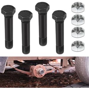 4 Pack 9/16" -18 X 3-1/2" Long Trailer Leaf Spring Shackle Bolts w/Lock Nuts, fit for 2 Wide Leaf Spring & Double Eye Leaf Springs, for 6,000lb and 7,000lb Axles