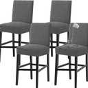 Turquoize 100% Waterproof Bar Stool Cover Stretch Washable Barstool Seat Covers Set of 4, Removable Bar Chair Covers with Backs, Counter Height Chair Cover for Kitchen Dining Room Cafe (4, Gray)