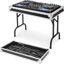 Tandefio Portable 36" Wide DJ Table Workstation, Plywood Fold out DJ Stand Booth with Flight Case Top, 30" Height Heavy Duty Table Stand for Controller, Laptop & Mixer, Easy Transport & Setup, Black