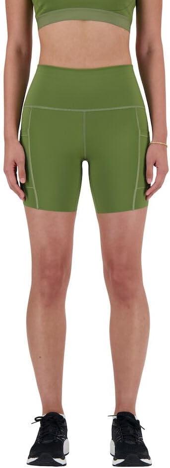 New Balance Womens Nb Sleek Pocket High Rise Short 6" (Green)