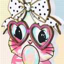 Leinuosen 2 Pcs Easter Decorations Coquette Bow Wooden Bunny Couple Happy Easter Table Centerpiece Signs, Cute Rabbit with Glasses Wood Decor for Home Office Gifts Party Supplies