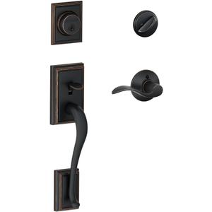 SCHLAGE Addison Single Cylinder Handleset and Right Hand Accent Lever, Aged Bronze (F60 ADD 716 Acc RH) (Standard Interior Trim)