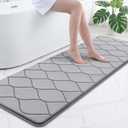 Smiry Memory Foam Bath Mat 70''x24'', Ultra Soft Non-Slip Bathroom Rug, Plush Water Absorbent Quick Dry and Machine Washable Floor Mat for Shower, Tub & Home Decor, Grey