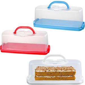 Bread Storage Container (3 Pack) With Handle, Plastic Box With Clear Airtight Lid for Homemade, Banana, Pumpkin Bread