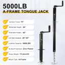 5000 lbs A-Frame Trailer Jack, 15" Vertical Travel with Adjustable Drop Leg, Heavy Duty top Wind Trailer Jack for Utility, Yacht, and Camper Trailers