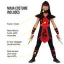 Morph Ninja Costume for Girls - Red Ninja Outfit Kids Fun Costume for Halloween and Parties (4-6 Years)