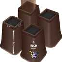 8 inch Bed Risers Adjustable Furniture Risers - Heavy Duty Non-Slip Lift Supports for Beds/Couches/Sofas, Durable Square Design with Creates Storage Space (4 Pack Brown, 8 inch Square)