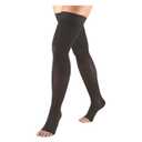 Truform 20-30 mmHg Compression Stockings for Men and Women, Thigh High Length, Dot-Top, Open Toe, Charcoal, Medium (Medium (1 Pair))