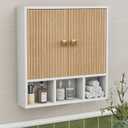 Bathroom Wall Cabinet,Wooden Medicine Cabinet with Fluted Doors, 22.05" W x 22.83" H x 5.12" D