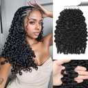 Human Crochet Hair for Black Women 18 Inch 150g Burmese Curly Human Hair Crochet Bundles Lightweight Pre-Separated Feather Crochet Human Hair Invisible Miracle Knots Hair Extensions Natural Black