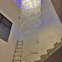 HAIXIANG 118inch Modern Crystal Chandelier for High Ceiling Living Room Foyer Crystal Raindrop Pendant Light Dimmable Lighting with Remote Straircase Fixture LED Bulbs