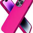 ORNARTO Compatible with iPhone 14 Pro Case 6.1, Slim Liquid Silicone 3 Layers Full Covered Soft Gel Rubber Phone Case Protective Cover with Microfiber Lining 6.1 inch-Hot Pink
