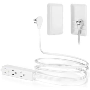 CILIA Flat-Face Outlet Extender, Ultra-Thin Wall Plate Plug with Cord Extender, 3 Outlets Power Strip, Childproof 3ft Extension Cord with Outlet Cover, Space-Saving, Hide Cords for Home, Office, White