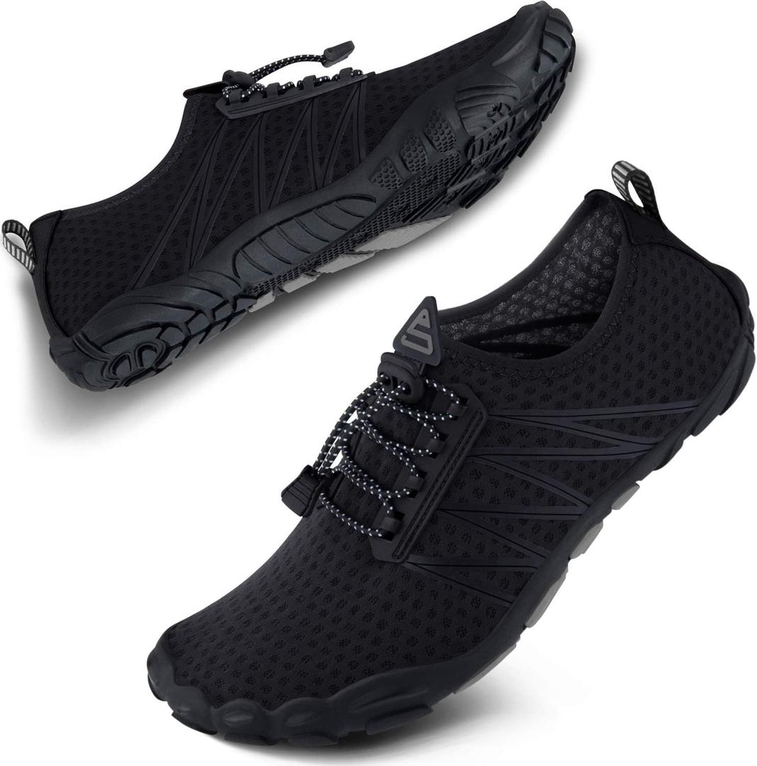 SEEKWAY Water Shoes Men Women Adult Quick-Dry Aqua Sock Barefoot for Beach Swim River Pool Lake Hiking Kayaking Surfing (7.5 Women/6.5 Men, 1b-406 Black)