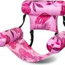Inflatable Pool Floats Adult Floating Lounge Chairs Blow up Pool Noodles for Adult Heavy Duty Swimming Tropical Plants Fun Pattern Floating Chair for Summer Water Beach Lake Party (Pink)