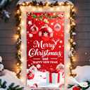 2 x Christmas Door Cover Decorations 35x71 Inch Merry Christmas Door Covers for Front Door Xmas Banner Decorative Ball Photo Booth Props Backdrop for New Year Holiday House Party Sign Supplies with 19.68 Ft Ribbon