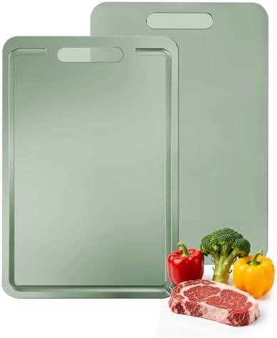 Titanium Cutting Board 100% Pure Metal Kitchen Cutting Board, Double Sided Chopping Board with Juice Groove, Food-Grade Dishwasher Safe Chopping Board for Meat,Vegetables and Fruits(N-2)