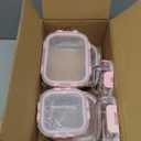 KOMUEE 24 Pieces Glass Food Storage Containers Set, Meal Prep Containers-Stackable Airtight Glass Storage Containers with lids,Freezer, Microwave, Oven Safe,Pink