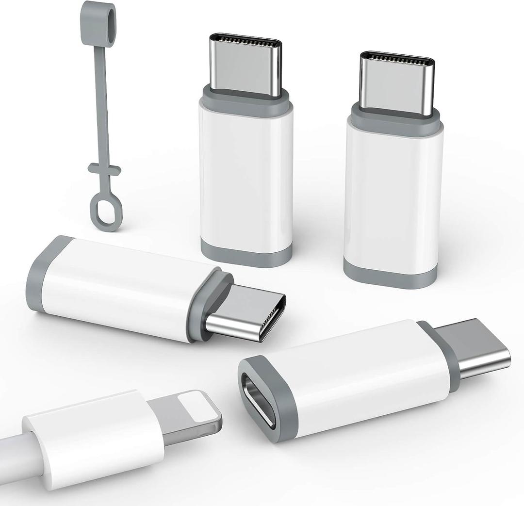 4 Pack Lightning to USB C Adapter for iPhone 15/16/17 Pro Max/Plus,Samsung S24/S25, Pixel, Nintendo Switch, USB Type C to Lightning Cable Connector for iPhone 17/16 Charger- (Not for Headphones/OTG) (White)