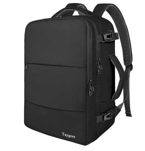 Taygeer Travel Laptop Backpack for Men Women, Airplane Approved Travel Backpack Suitcase with Usb Charging Port, Lightweight College 35l Luggage Bag 15.6inch Laptop Mochila Gifts for Business,Black