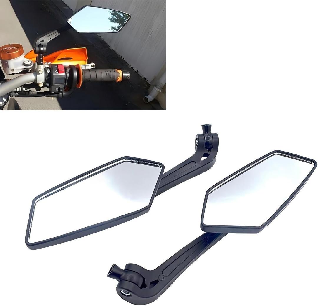 2 PCS Motorcycle Handlebar Mirrors, Adjustable Side Mirrors, Rear View Mirrors Modification Accessories, Universal for Motorcycle Scooter ATV (Black)