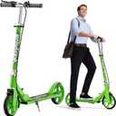Scooters for Kids 8-12, Teens & Adults - Lightweight, Foldable, 8-Inch Big Wheels, Hand Brake & Bell, 4 Adjustable Height Levels, 240 lbs Max Load, Perfect for School, Campus and Park Rides