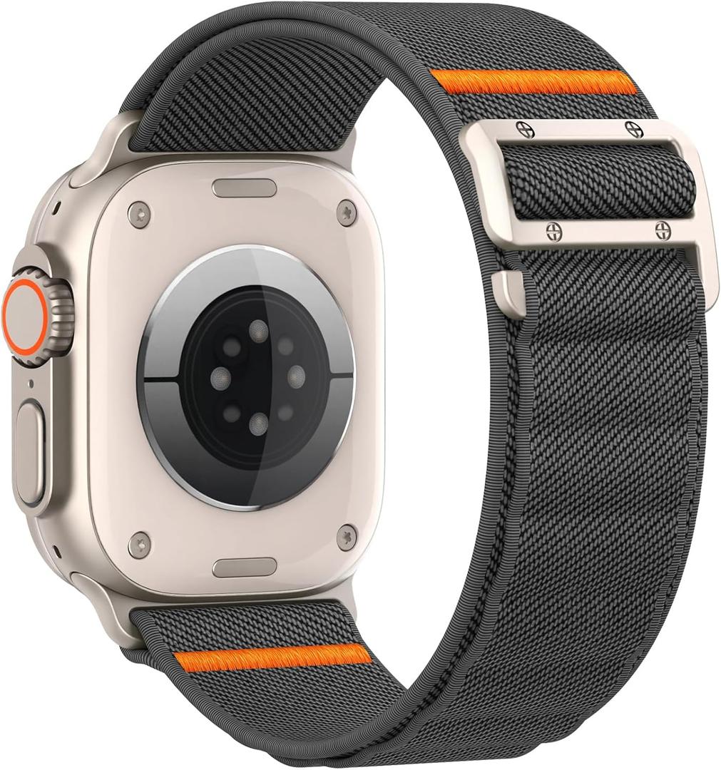 Sport Band Compatible with Apple Watch Ultra 3/2/1 Band 49mm 46mm 45mm 44mm 42mm 41mm 40mm 38mm Men Women, Stretchy Nylon Loop Strap with G-Hook for iWatch Series Ultra 11 10 SE 9 8 7 6 5 4 3