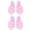 2Pcs 4'' Easter Bunny Ears Hair Bow Clips for Women Girls, Spring Rabbit Ear Hair Accessories (Pink)