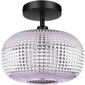 Semi Flush Mount Ceiling Light Fixture,Hallway Light Fixtures,Kitchen Lighting Fixtures Ceiling,Globe Glass Ceiling Light Fixture,Vintage Light FIxtures for Bathroom EntryWay Bedroom (Smoky)