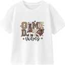 Toddler Football Shirt Boys Girls Game Day T-Shirt Kids Baseball Tee Cute Cotton Clothes Short Sleeve Tops 2T-8 Years (White)