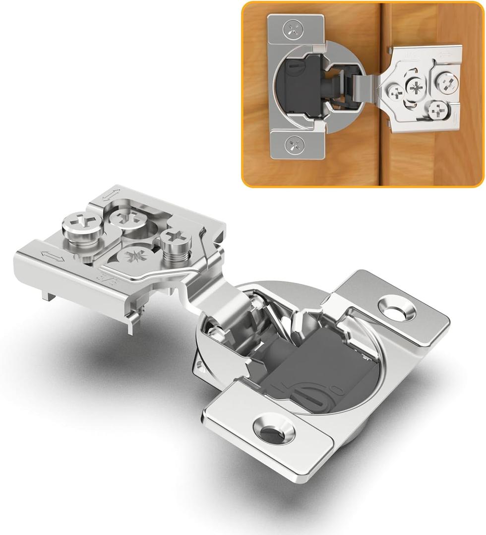 Chibery 10 Pack 5/8" Overlay 4D Soft Close Concealed Hinges for Face Frame Door, Adjustable Closing Speed, Smooth Slow Self Close Hinges, Satin Nickel, 105 Open Angle Stainless Steel Cabinet Hinges