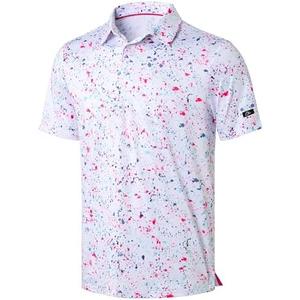 Obla Men's Golf Polo Shirts Short Sleeve Dry Fit Performance Moisture Wicking Casual Print Collared Golf Shirts for Men Medium