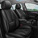 Car Seat Covers, Premium Leather Car Seat Covers, Waterproof and Breathable Seat Covers, Universal Car Seat Protector Fit for Cars, Trucks, SUVs, Pick-ups (Black, FullSet)