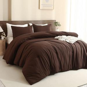 Paxrac Earthy Brown Comforter Full Size, Neutral 3 Pieces Comforter Set, Lightweight Solid Bedding Set, All Seasons Soft Fluffy Full Comforter Set (80x90In Comforter & 2 Pillowcases)